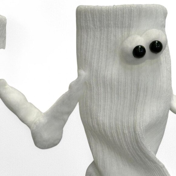 Set Of 2 Couples Unisex Black and white ghost socks holding hands. NEW - Picture 5 of 8